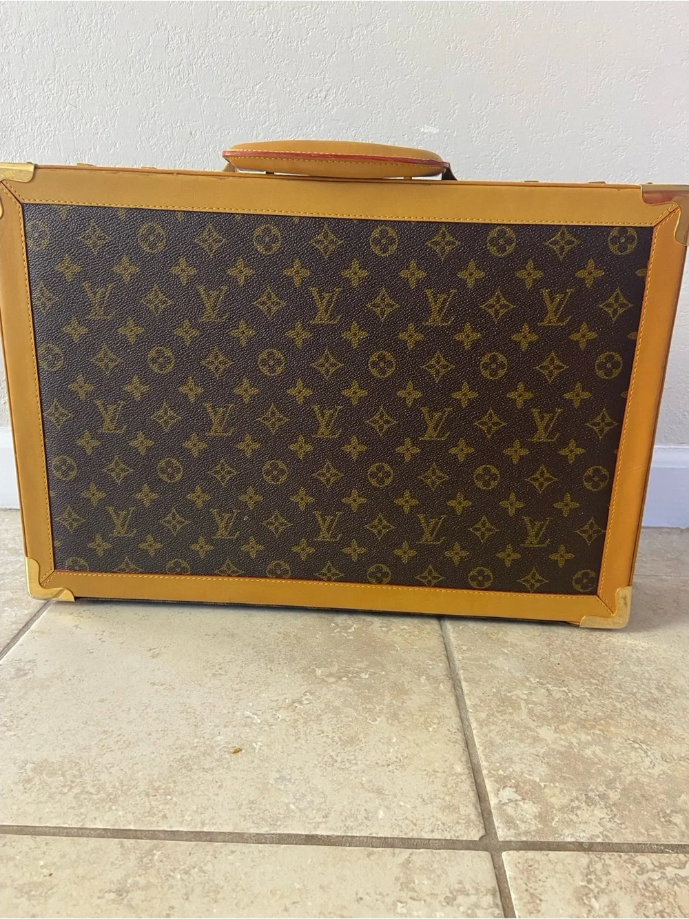 Louis Vuitton Monogram Canvas Briefcase with Tan Trim. Vintage